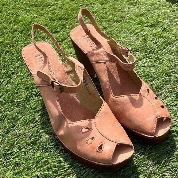 LATIGO for Anthropologie June Leather Wooden Clog Heels - Size 8 (NWOT) - Picture 1 of 6